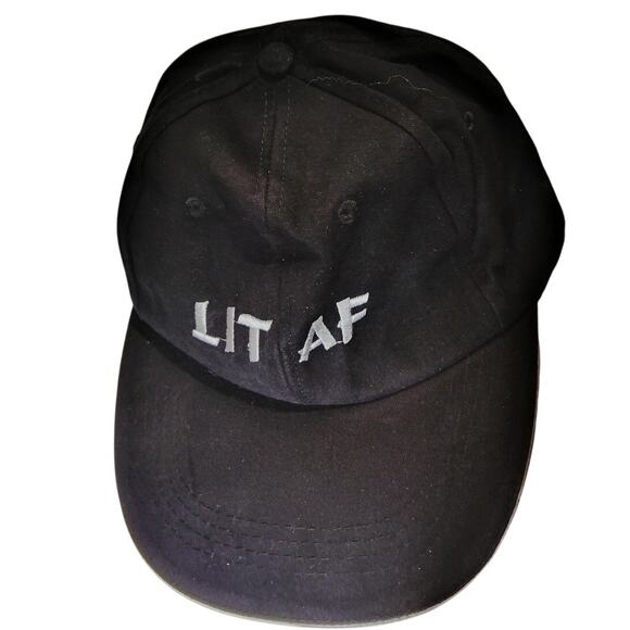 Embroidered "LIT AF" Hat Golf Cap Adjustable Unstructured Soft Black Unisex - Picture 1 of 6